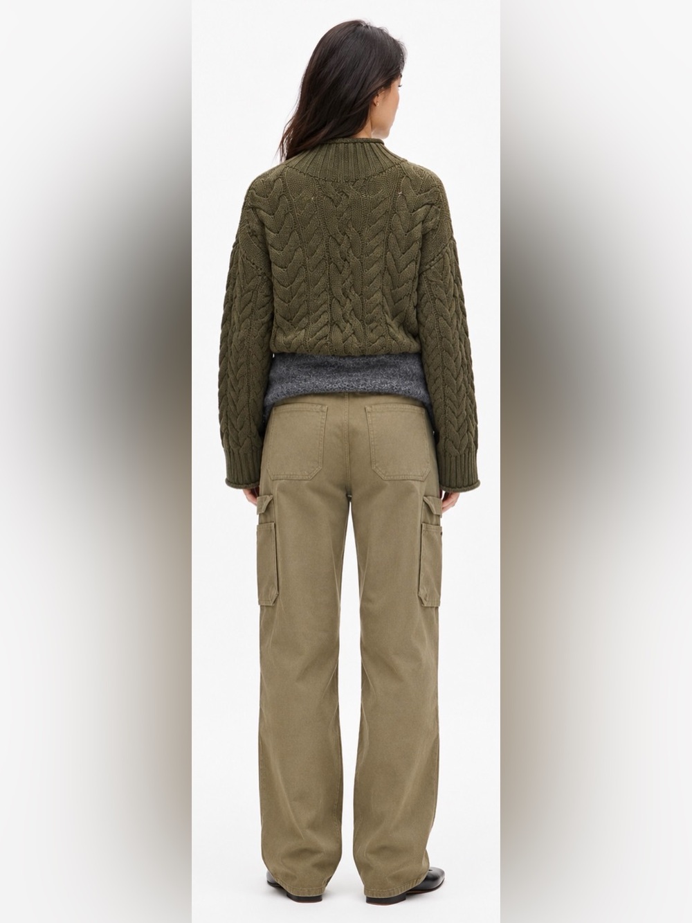 J.Crew 2025 Rollneck cable-knit sweater in woodland brush - Picture 4 of 9